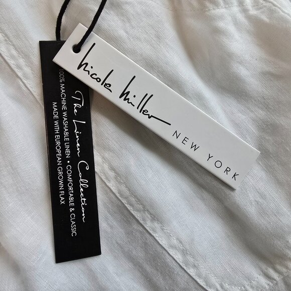 NWT Nicole Miller Cargo Jogger Linen Pants Size XL White - Picture 3 of 8